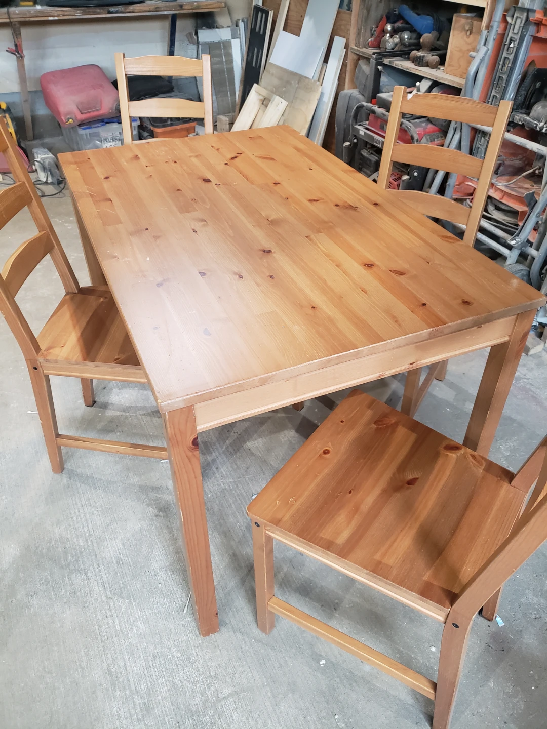 Wooden Dining Table with Four Chairs