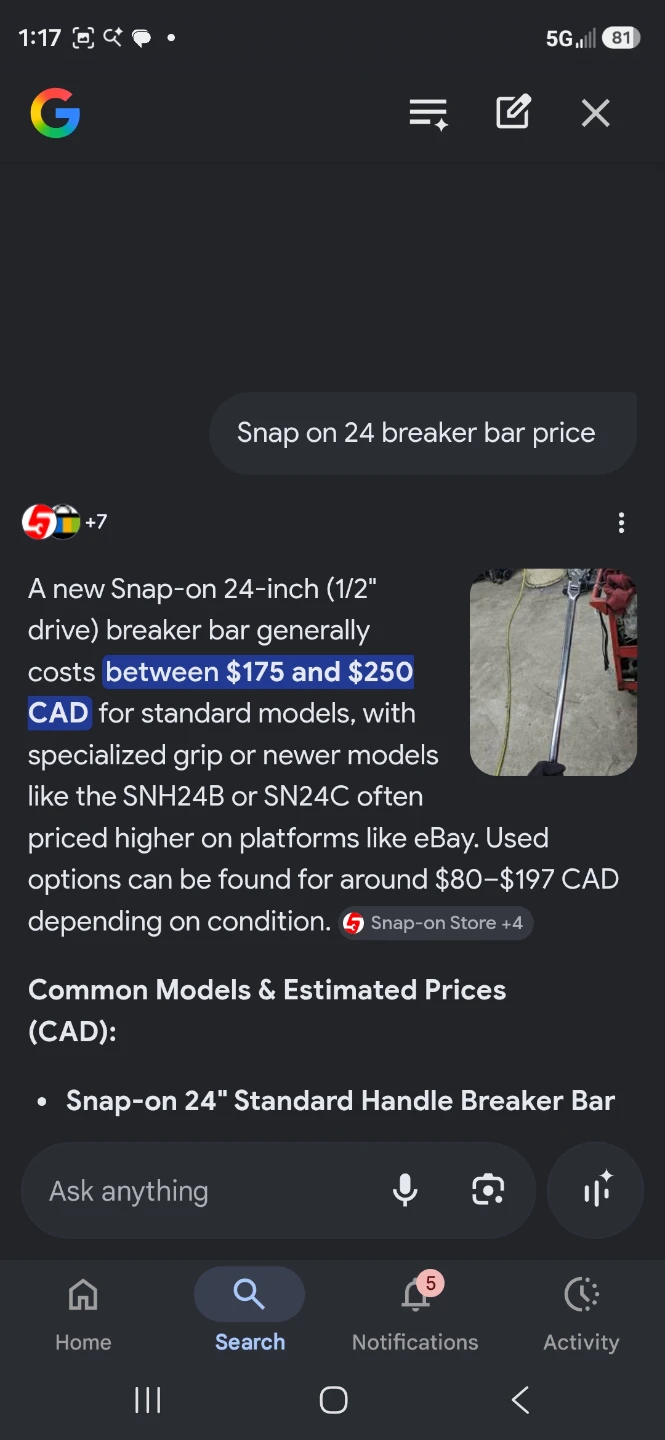 This is a Snap-on SN-18A breaker bar, geaturing a 1/2-inch drive - photo 2