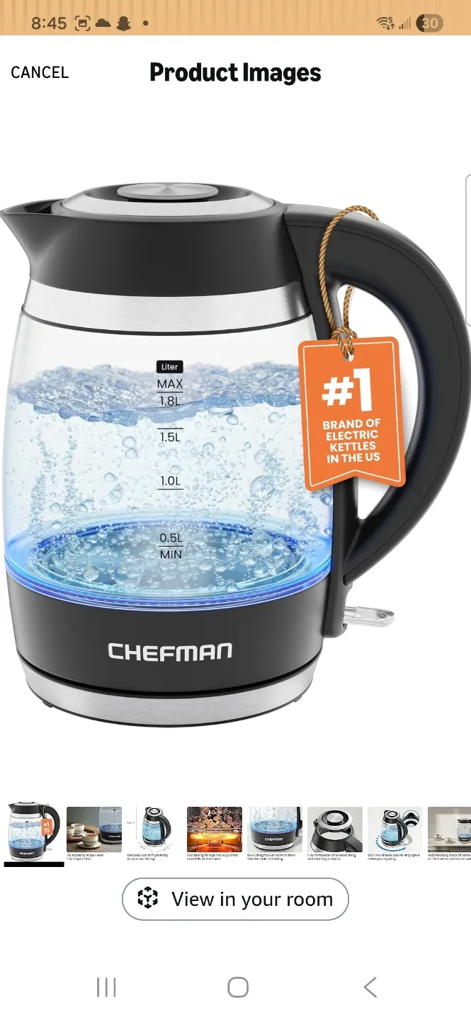 Chefman Electric Glass Kettle 1.8L - photo 2