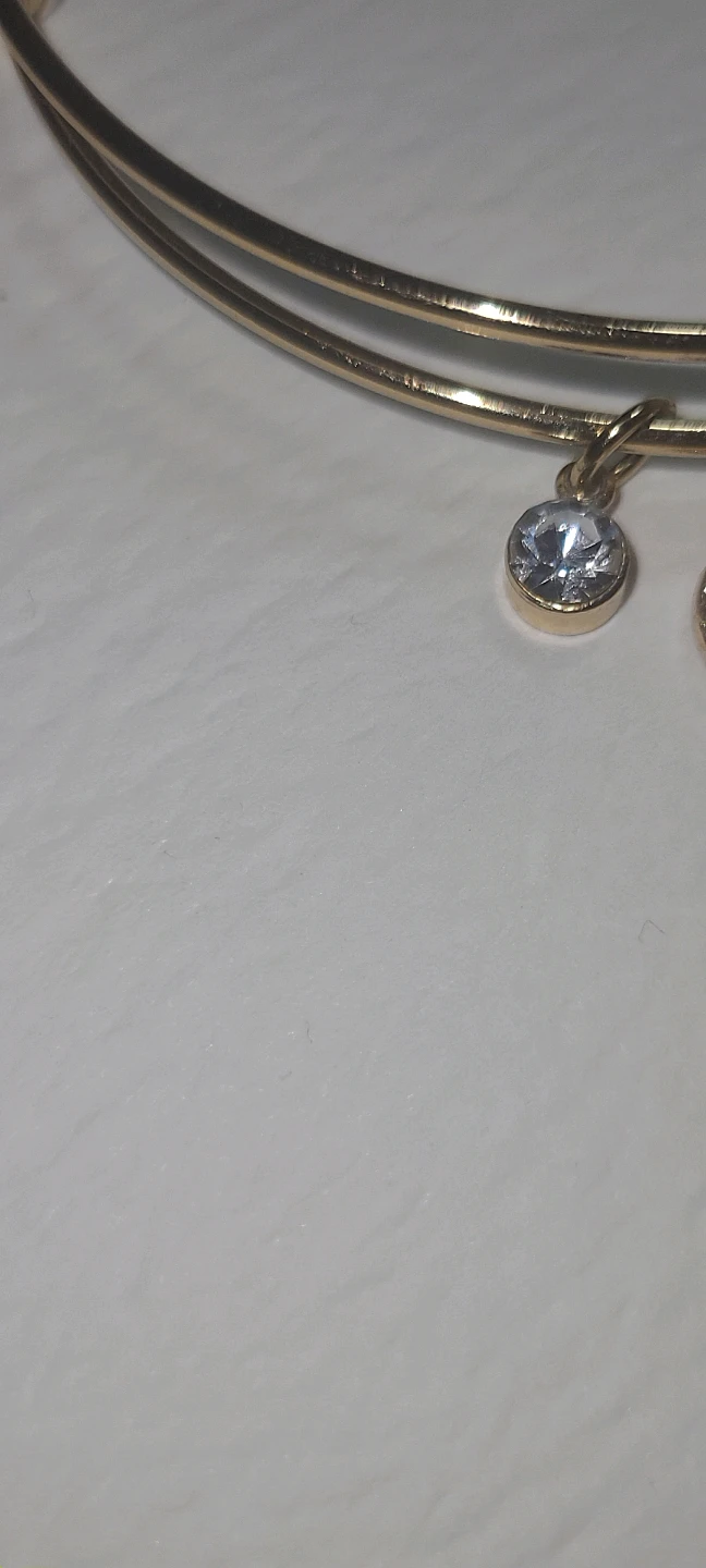 14k Gold Plated Bangle Bracelet with Heart and Butterfly Charms - photo 5