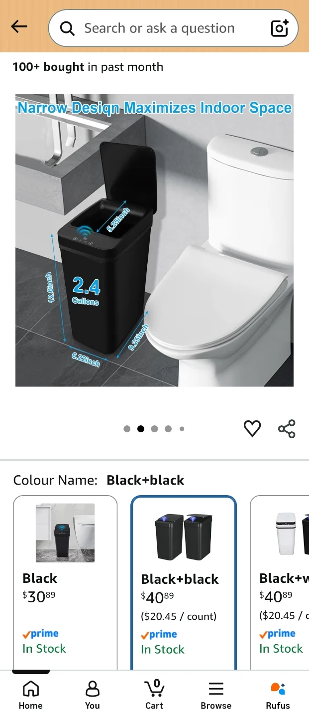 2.4 Gallons Black Automatic Trash Can - photo 2