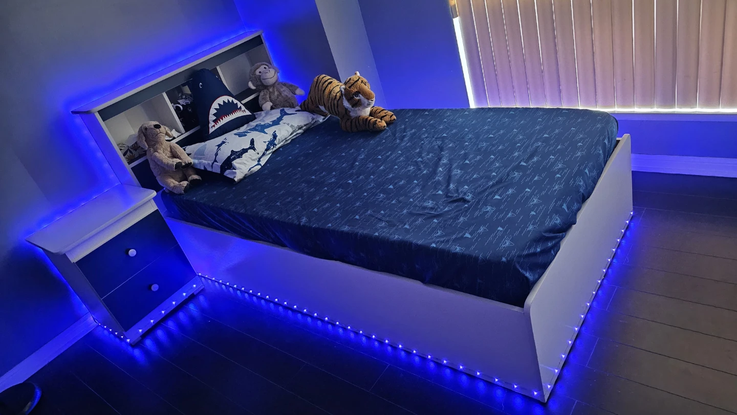 White and Blue 2-Drawer Nightstand
