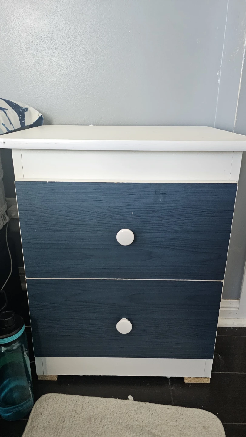 White and Blue 2-Drawer Nightstand - photo 4