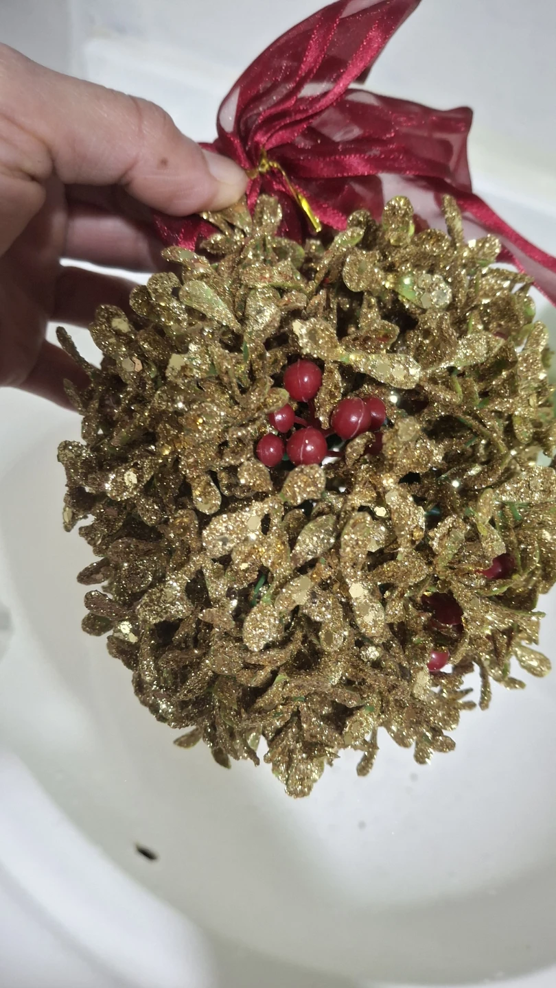 2 Glittered Mistletoe Ball Christmas Ornament - photo 2