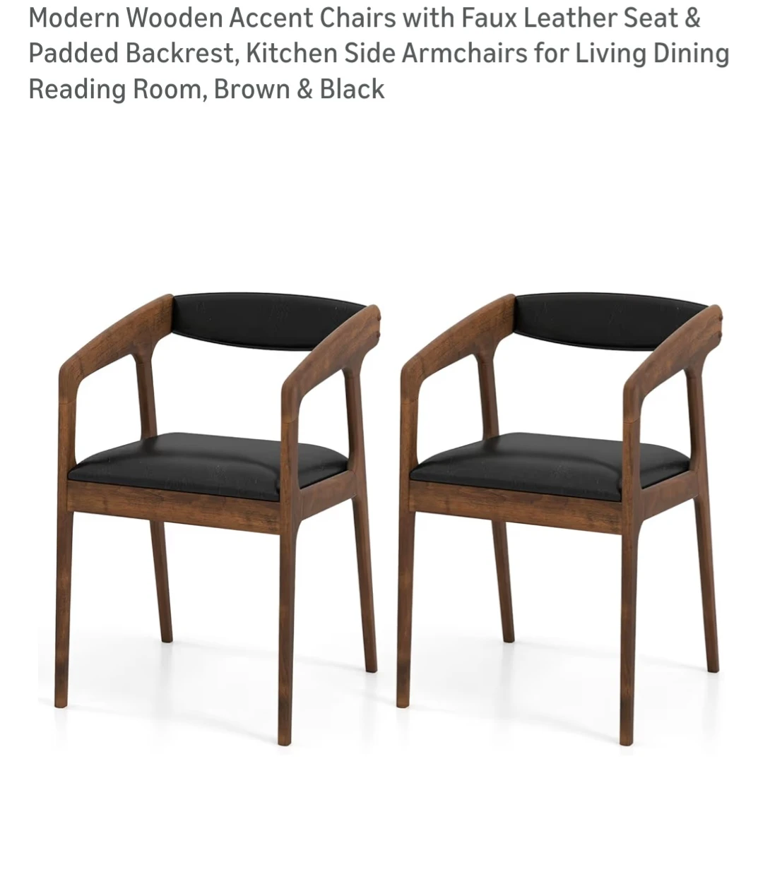 Set of 2 Modern Wooden Accent Chairs