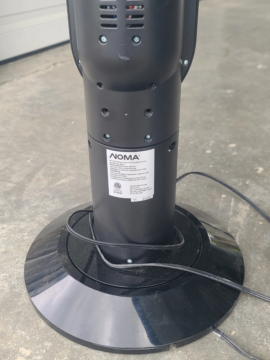 NOMA Black Tower Fan - photo 2