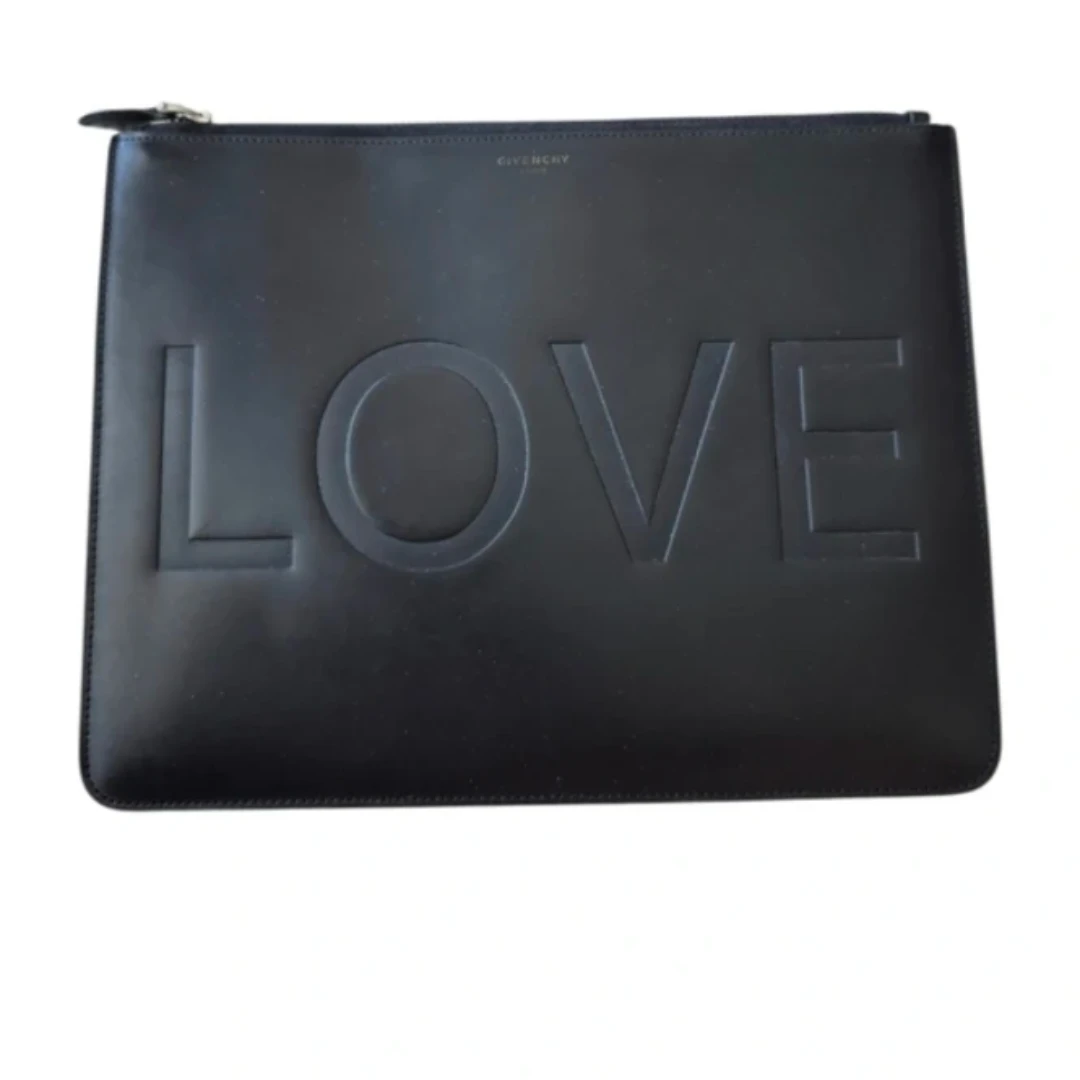 Givenchy Black Leather LOVE Clutch Bag