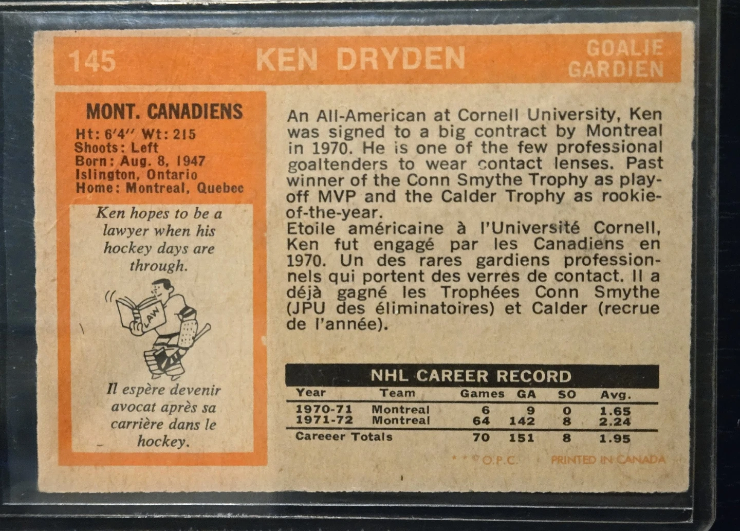 Vintage 1970's Ken Dryden Mtl Can. 3 Pc. Lot - photo 3