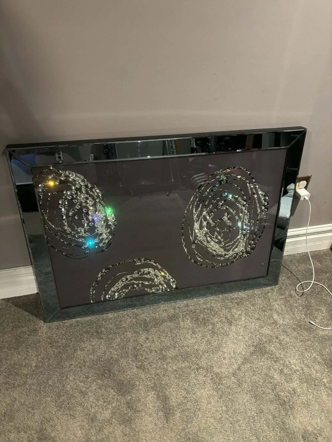Mirrored Wall Art with Crystal Embellishments