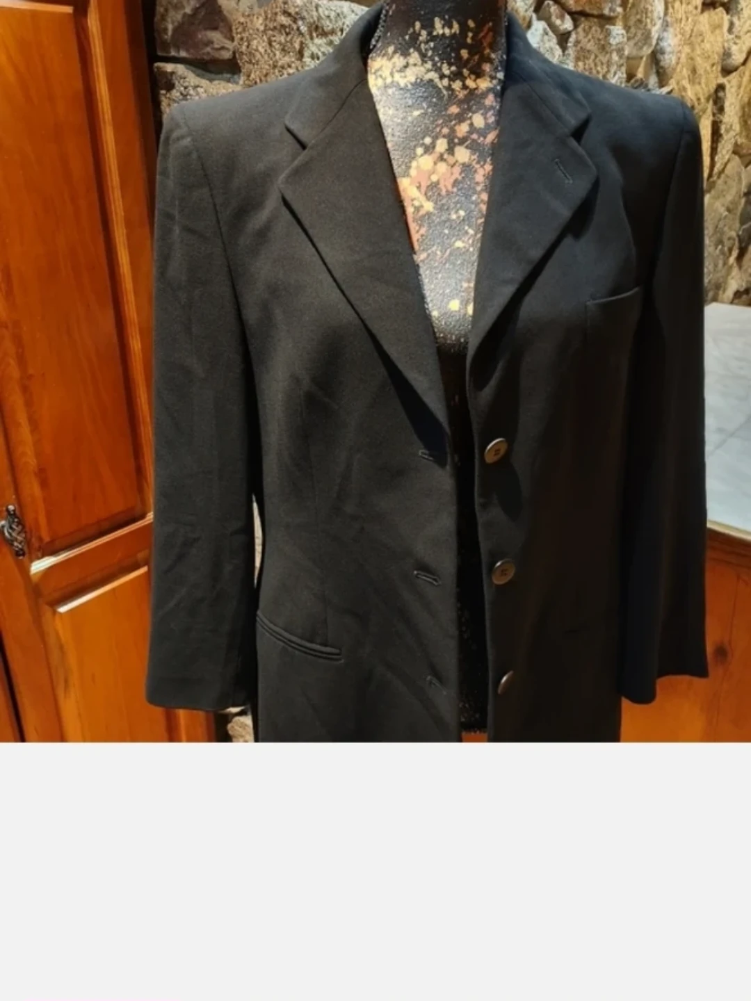 Giorgio Armani Blazer Suit Jacket 10 12 Black 3-POCKETS