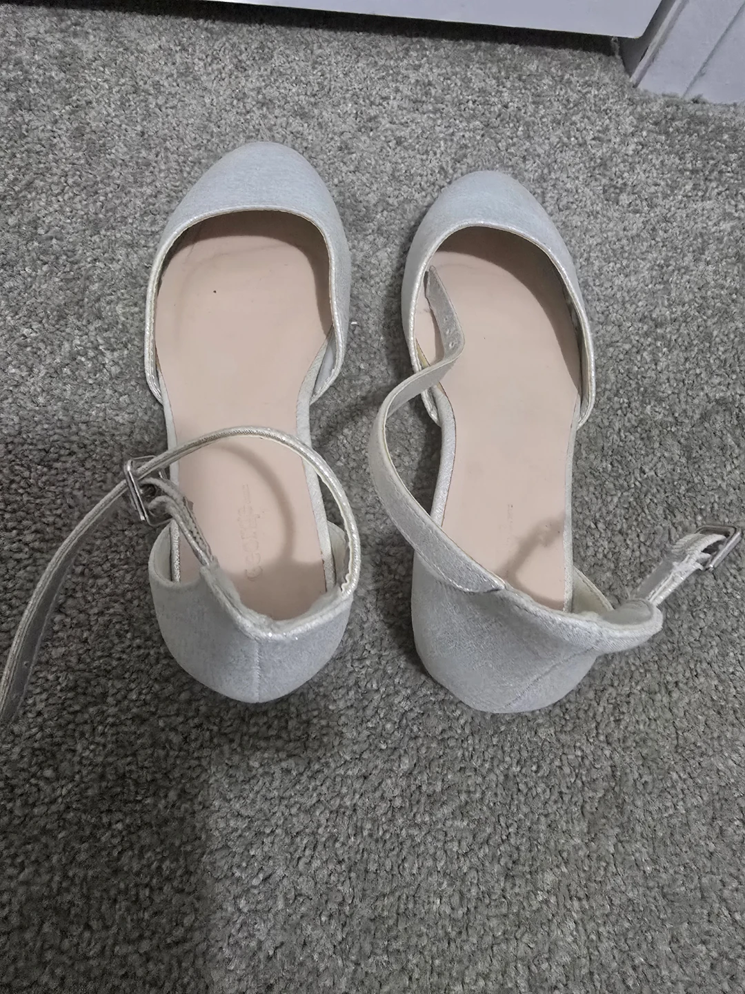 Girls Silver Glitter Ankle Strap Flats - Size 2 - photo 2