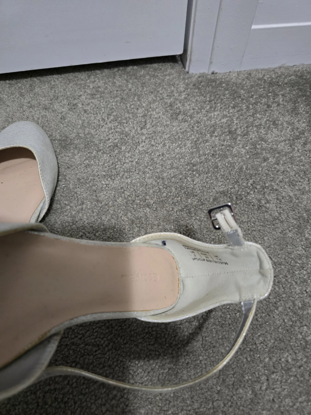 Girls Silver Glitter Ankle Strap Flats - Size 2 - photo 3