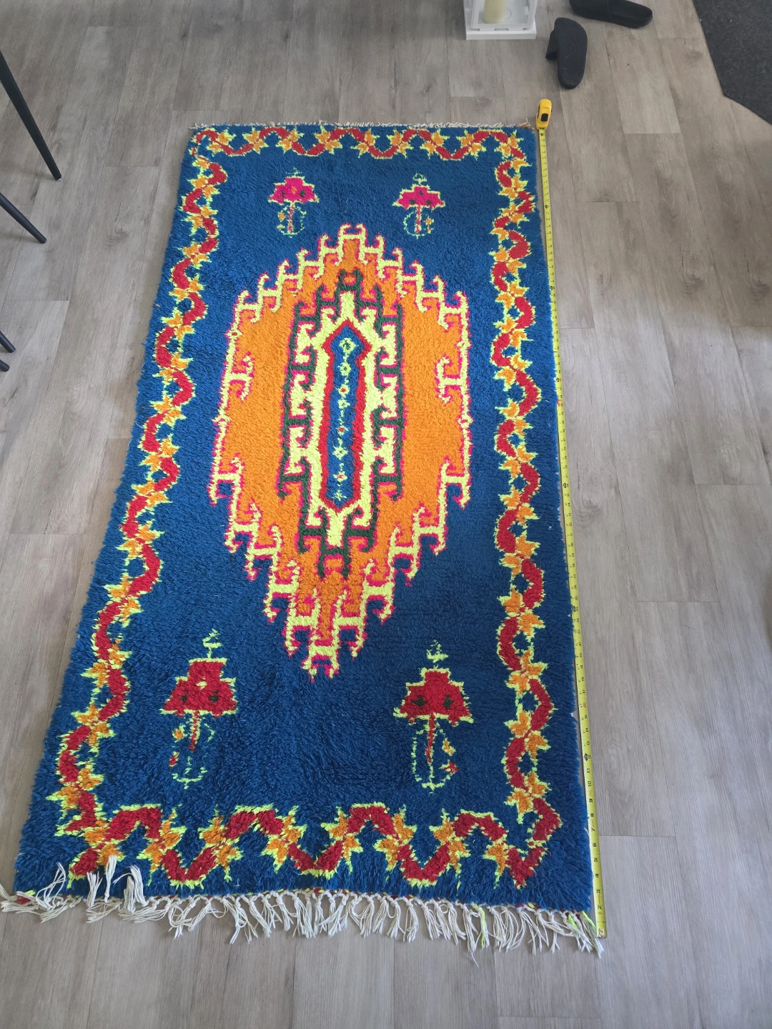 Moroccan rug hand made organic  materials