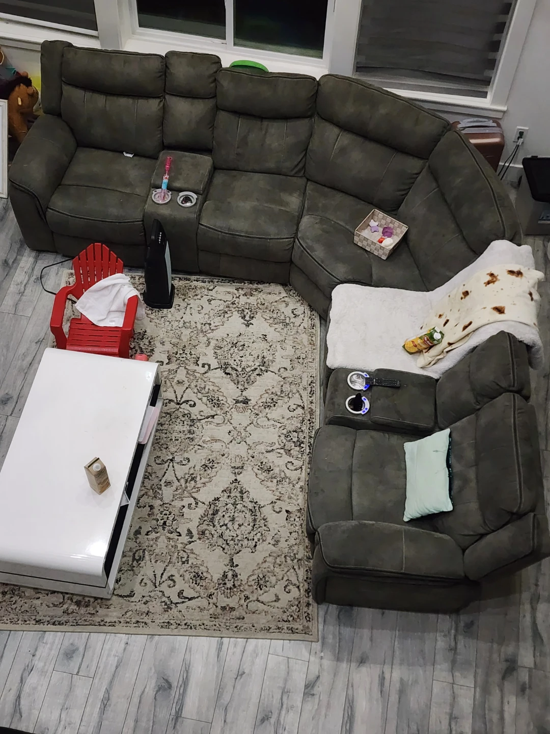 Dark Grey Sectional Sofa with Recliners - photo 4