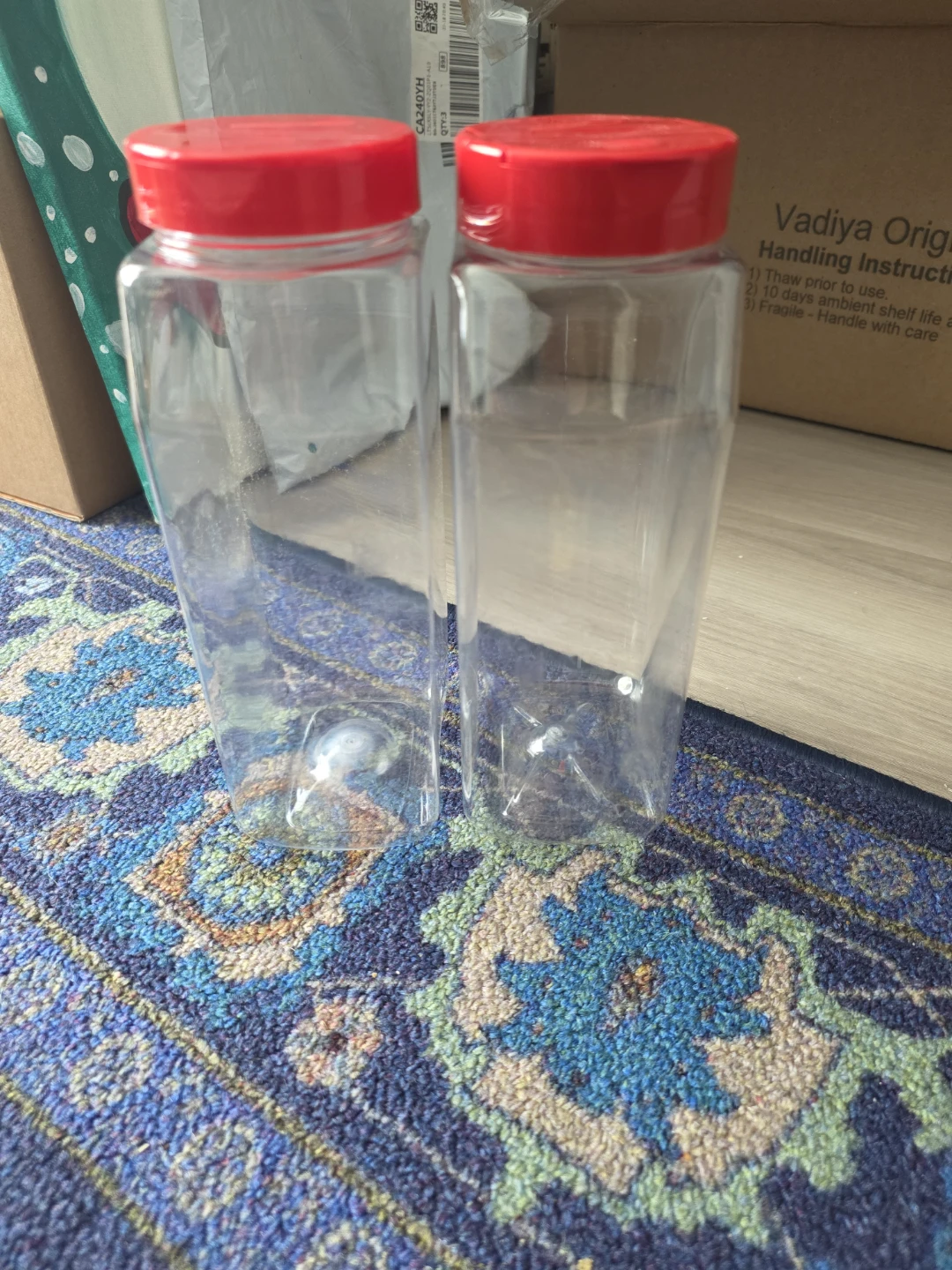 Clear Plastic Containers with Red Lids (Set of 3)