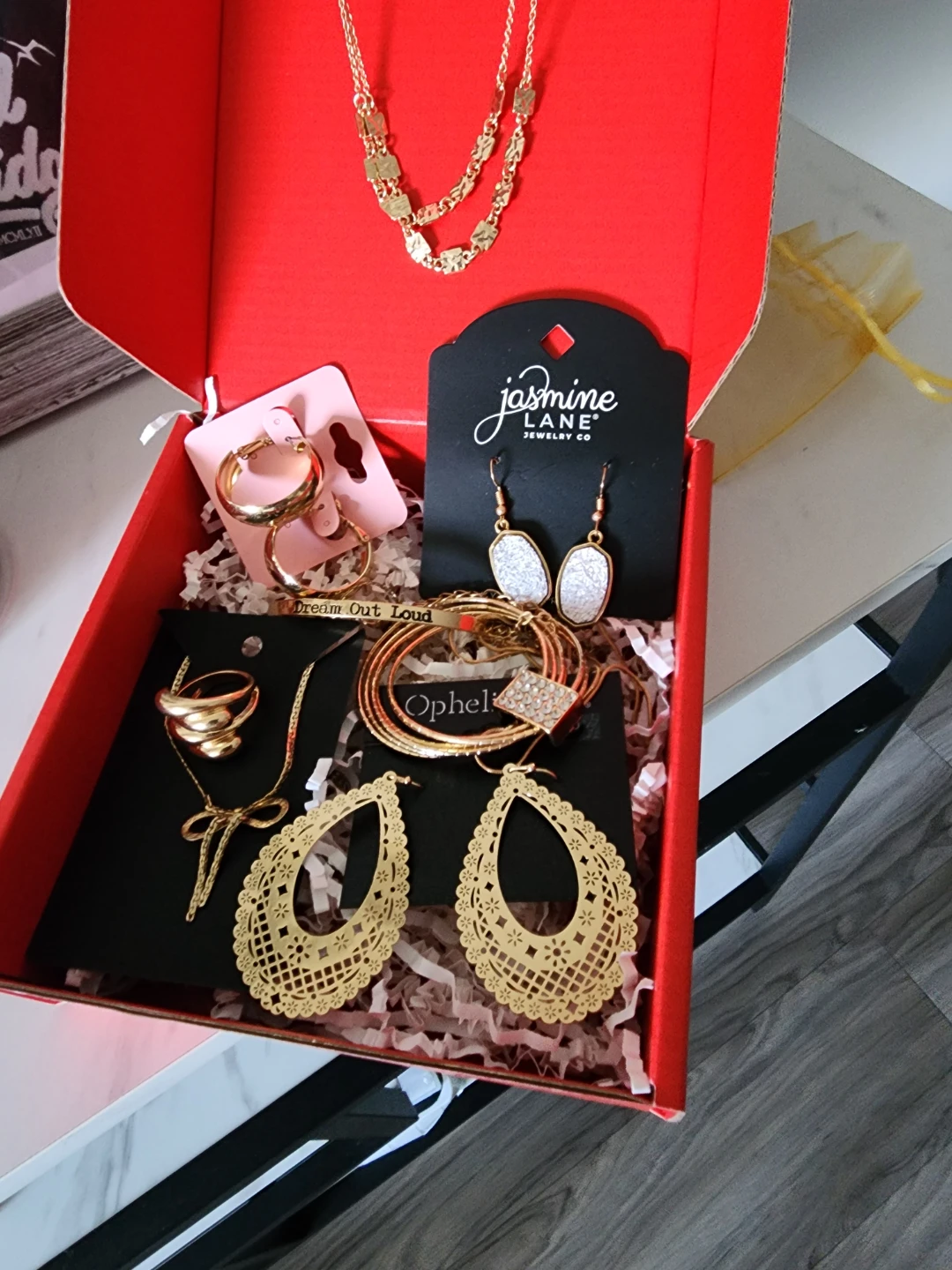 Jasmine Lane Jewelry Co. Gold Tone Necklace & Earring Set