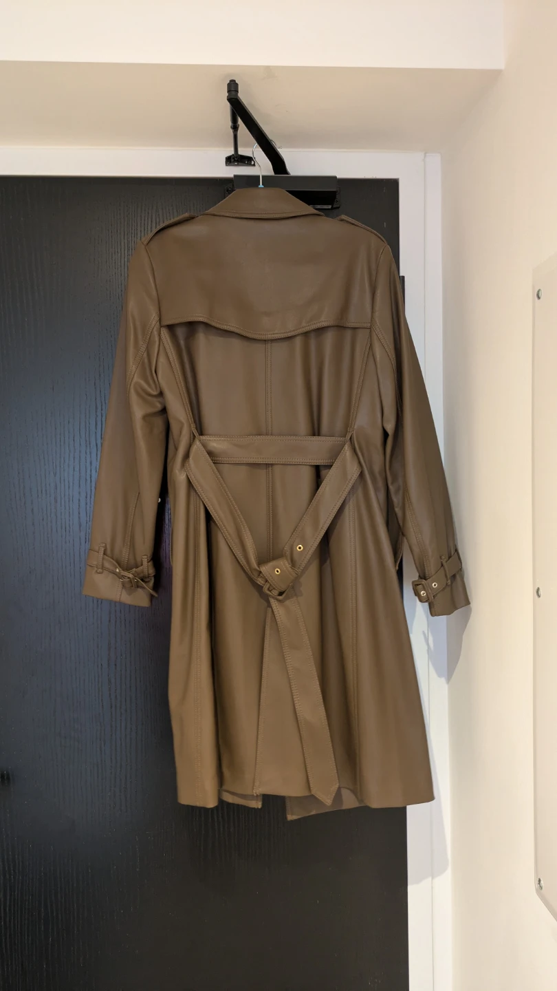 MNG Faux Leather Trench Coat - Brown - photo 2
