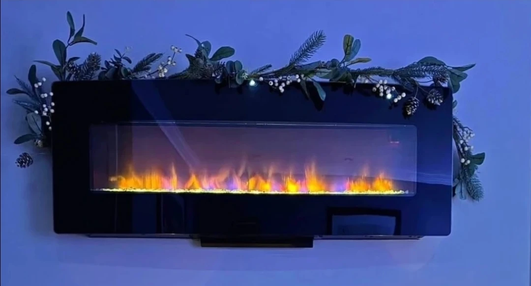 Black Wall Mount Electric Fireplace 50"