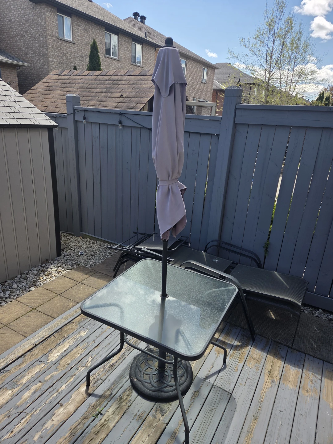 Glass Patio Table with Umbrella