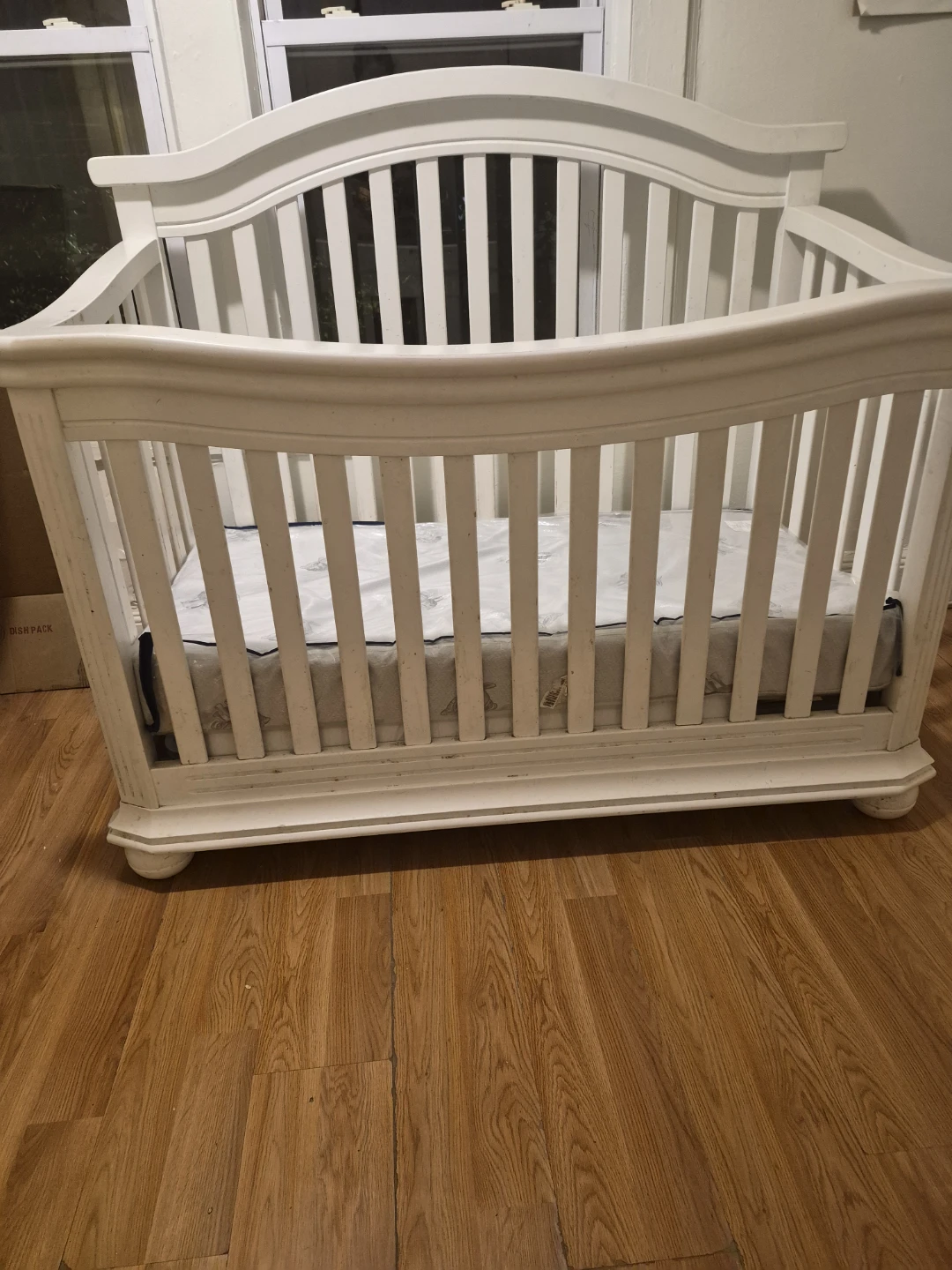White Convertible Crib with Mattress