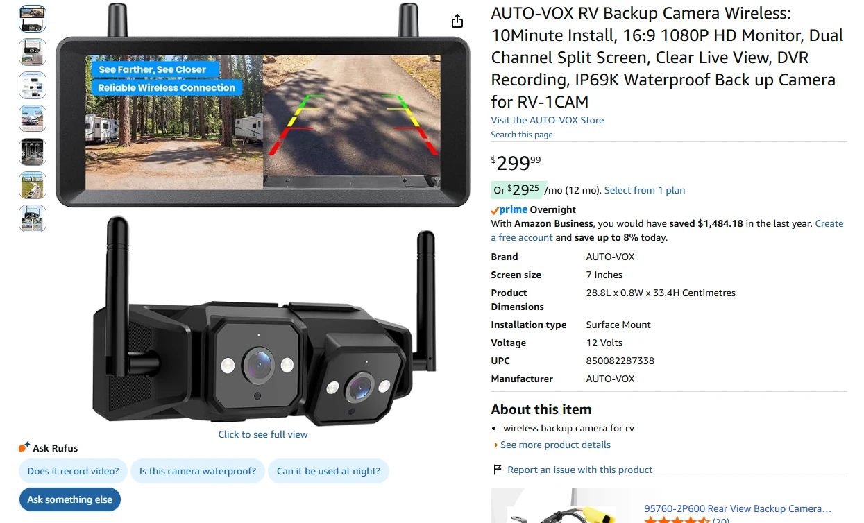 AUTO-VOX RV Backup Camera Wireless 7 Inch HD Monitor - photo 2
