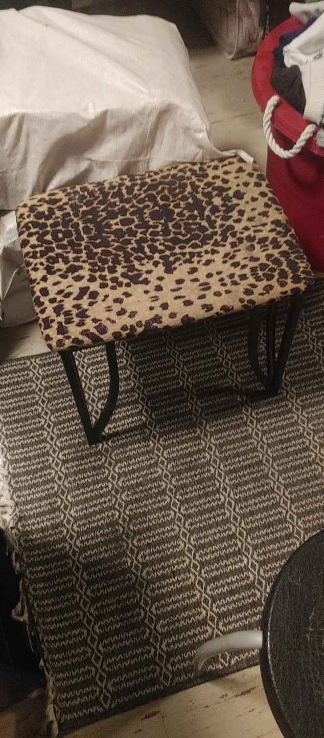 Leopard Print Ottoman Stool