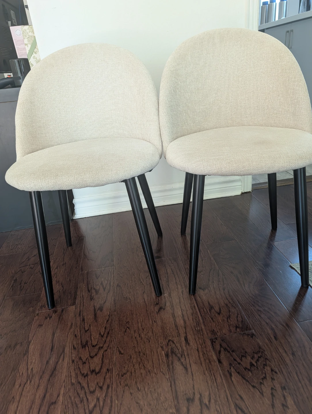 Pair of Cream/Beige Textured Bouclé Dining Chairs (Set of 2) - photo 2