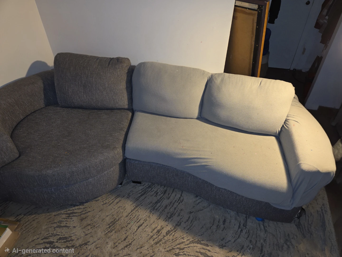 Sectional Sofa - Grey Fabric