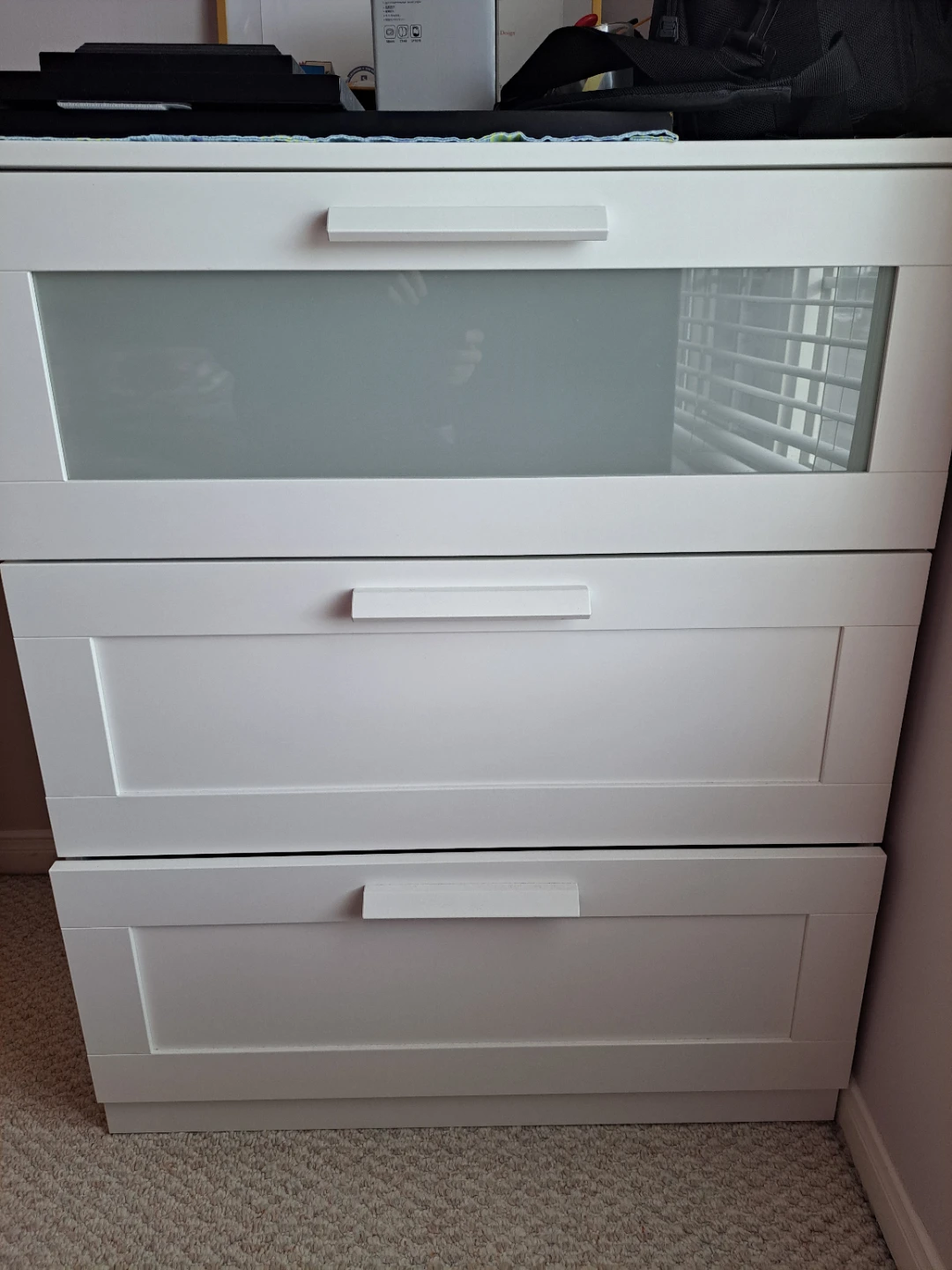 IKEA 3-Drawer Chest with Frosted Glass Top Drawer