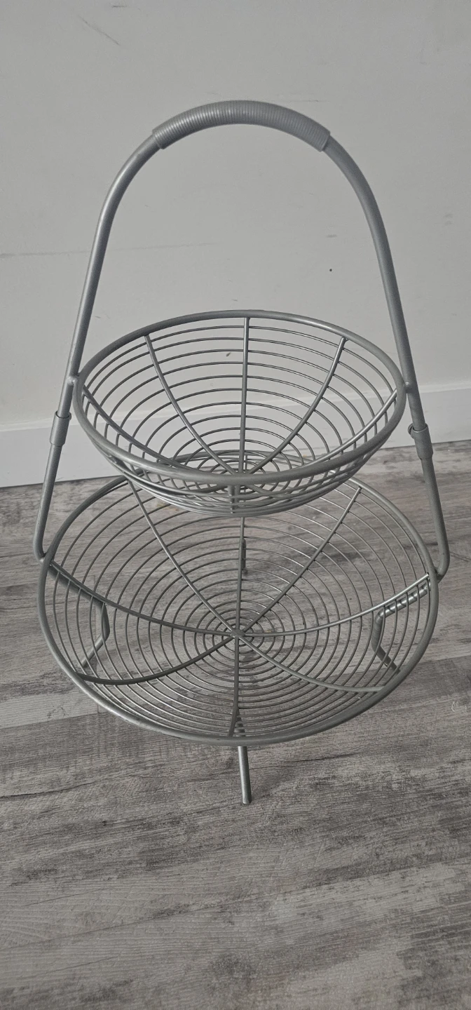 2-Tier Metal Wire Fruit Basket Stand - photo 2