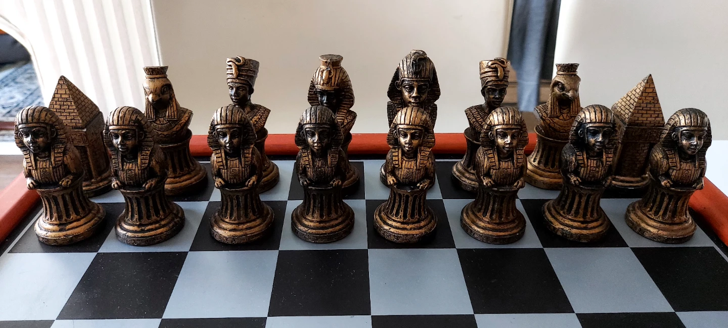 Egyptian Themed Chess Set with Wooden Box - photo 2