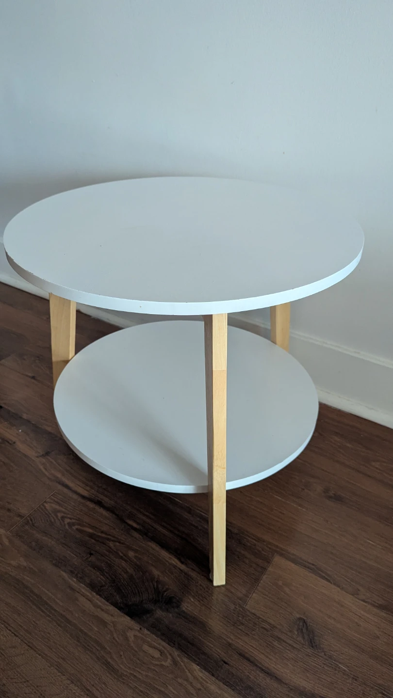 White 2-Tier Round Side Table