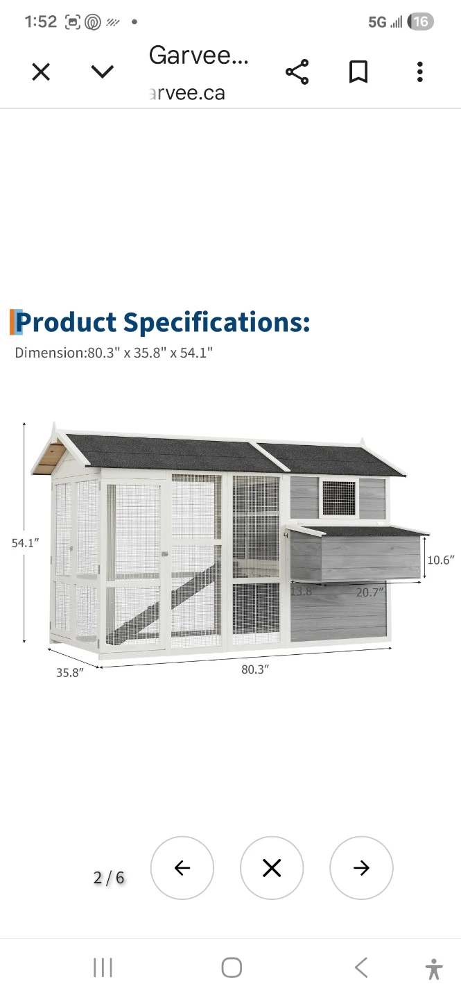 Garvee Chicken Coop with Nesting Box and Pull-Out Tray - photo 2