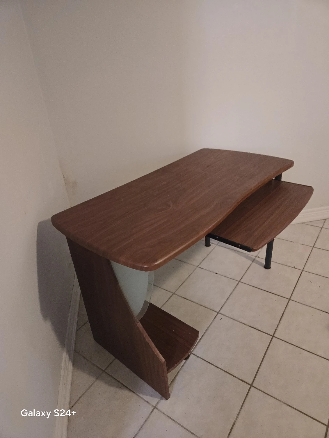 Wood Grain Computer Desk with Keyboard Tray - photo 2