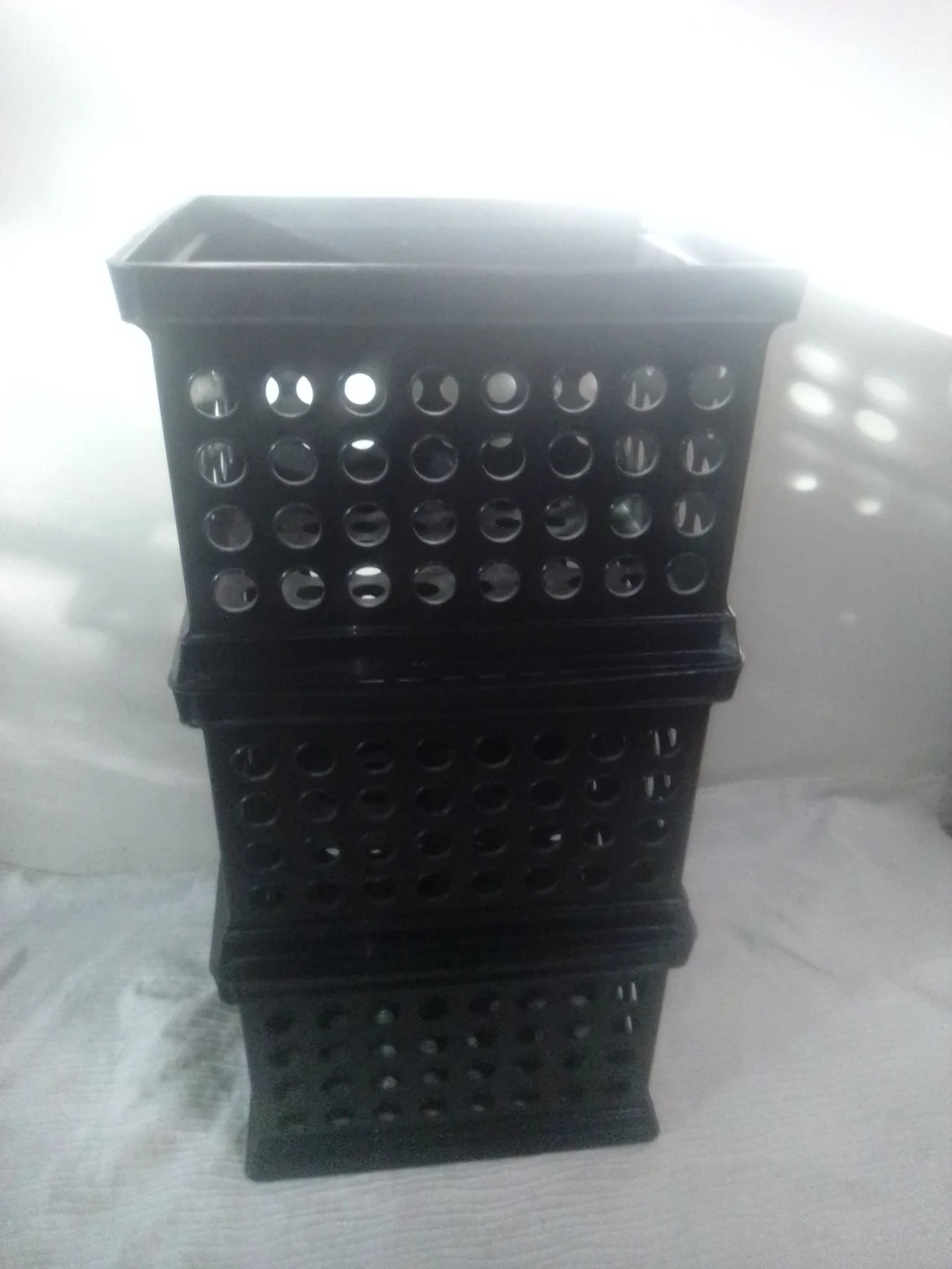 Set of 3 Black Plastic Storage Baskets - photo 5