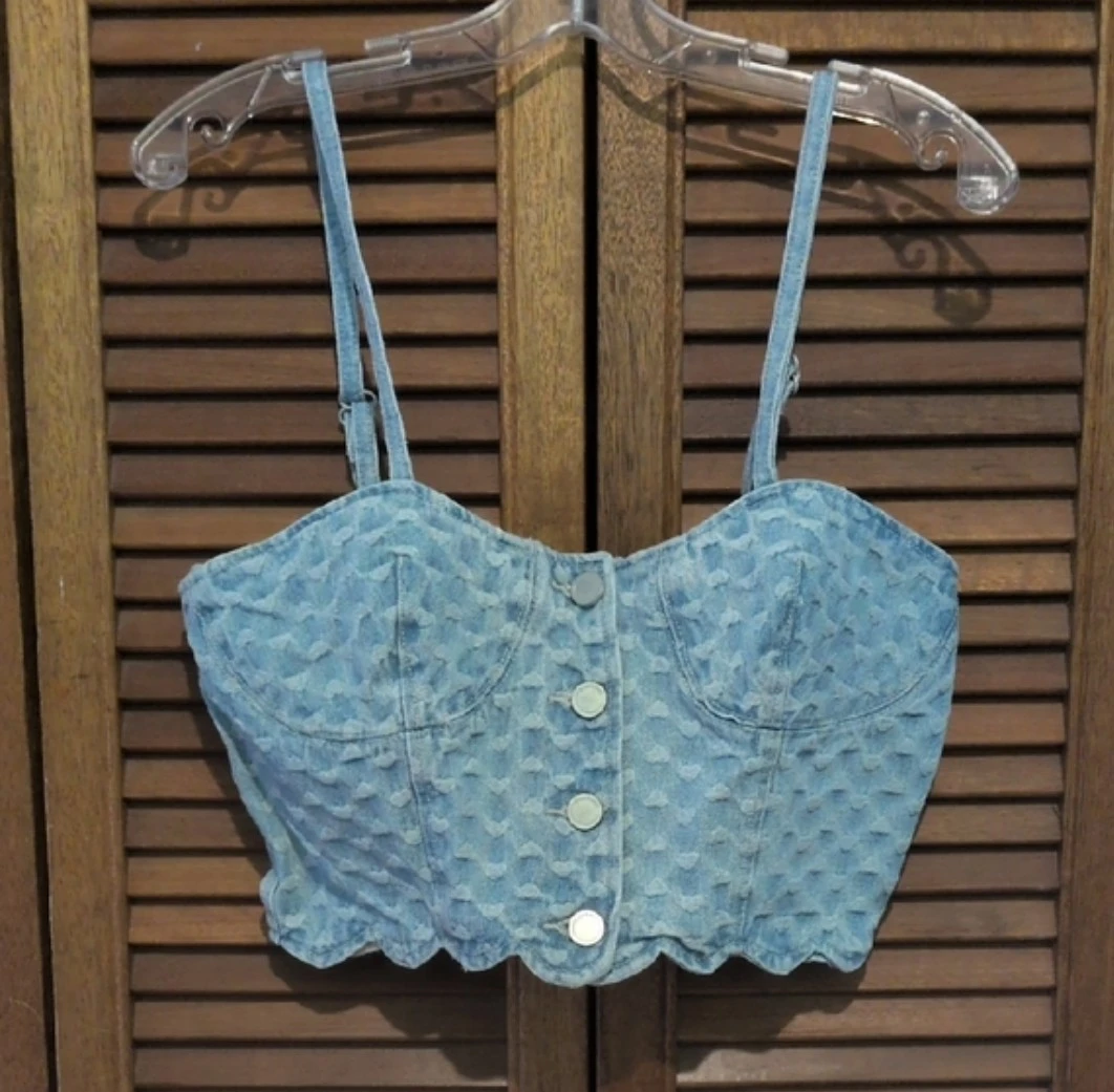 BLANKNYC Women's Denim Smocked Crop Top