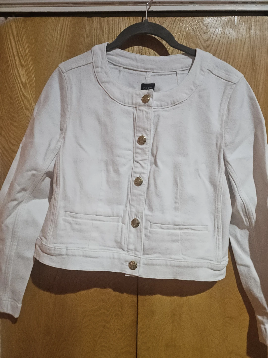 J.Crew White Cropped Jacket with Gold Buttons Size 6P