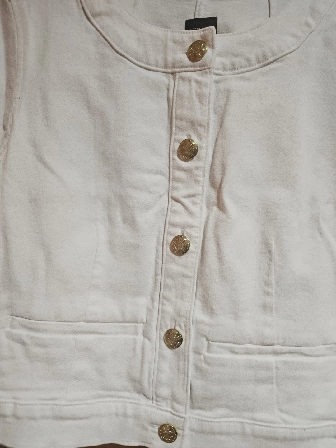 J.Crew White Cropped Jacket with Gold Buttons Size 6P - photo 2