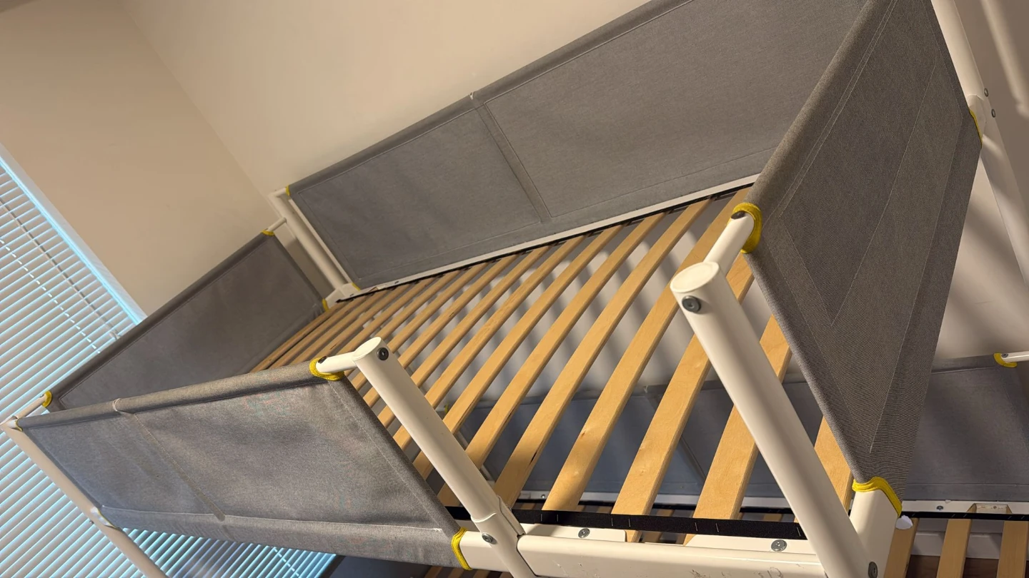 IKEA Vitval - White Metal Bunk Bed with Grey Fabric Guard Rails - photo 2