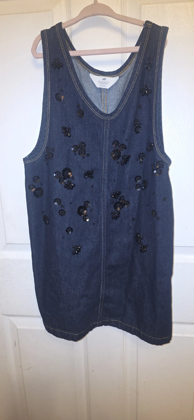 H&M Denim Dress with Sequins - Size 9-10A