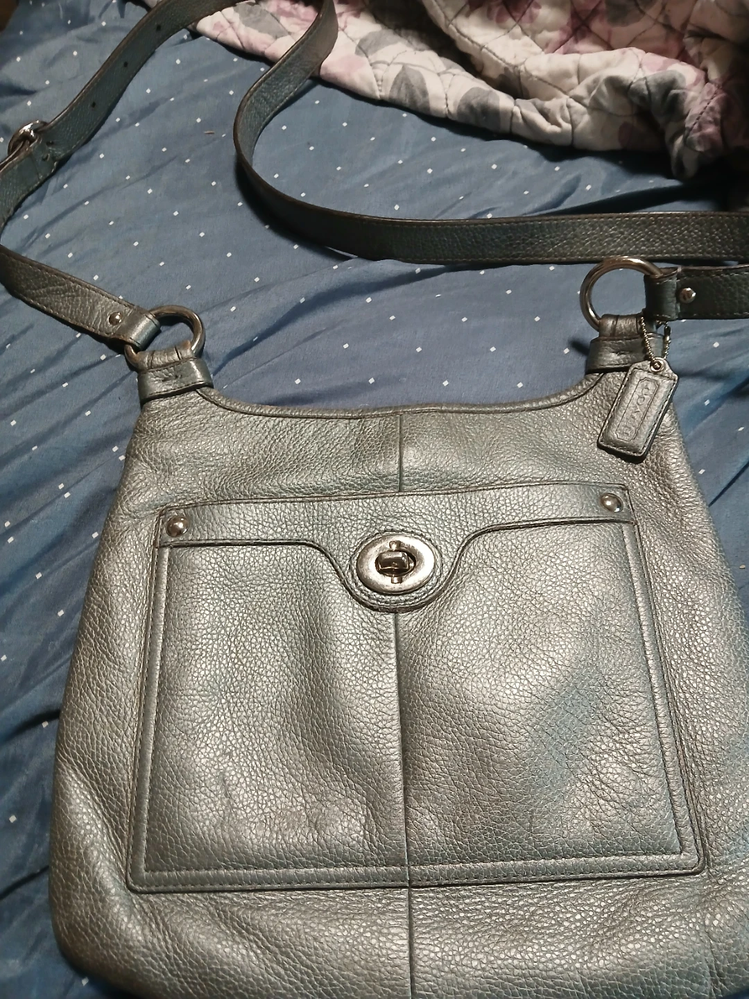 Coach Leather Crossbody Bag - Silver