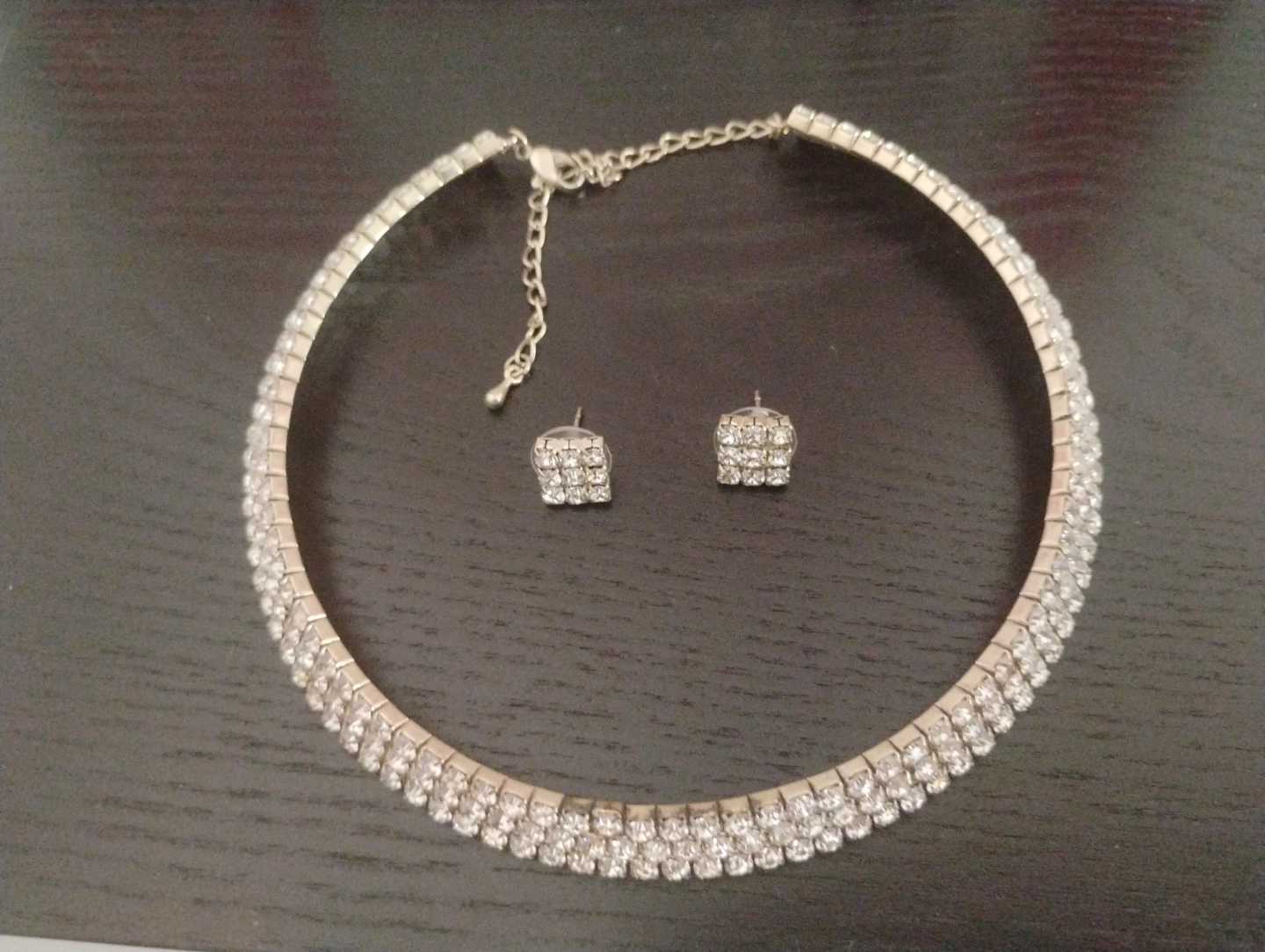 Sparkly Choker Necklace and Earrings Set