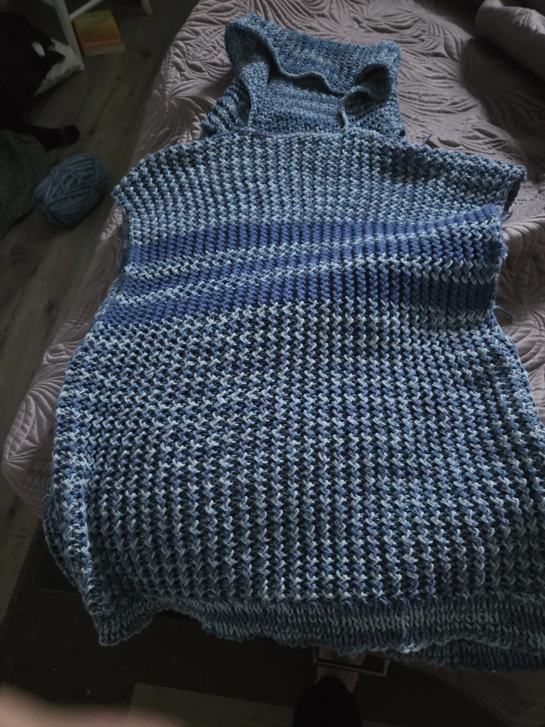 Blue Knitted Hoodie