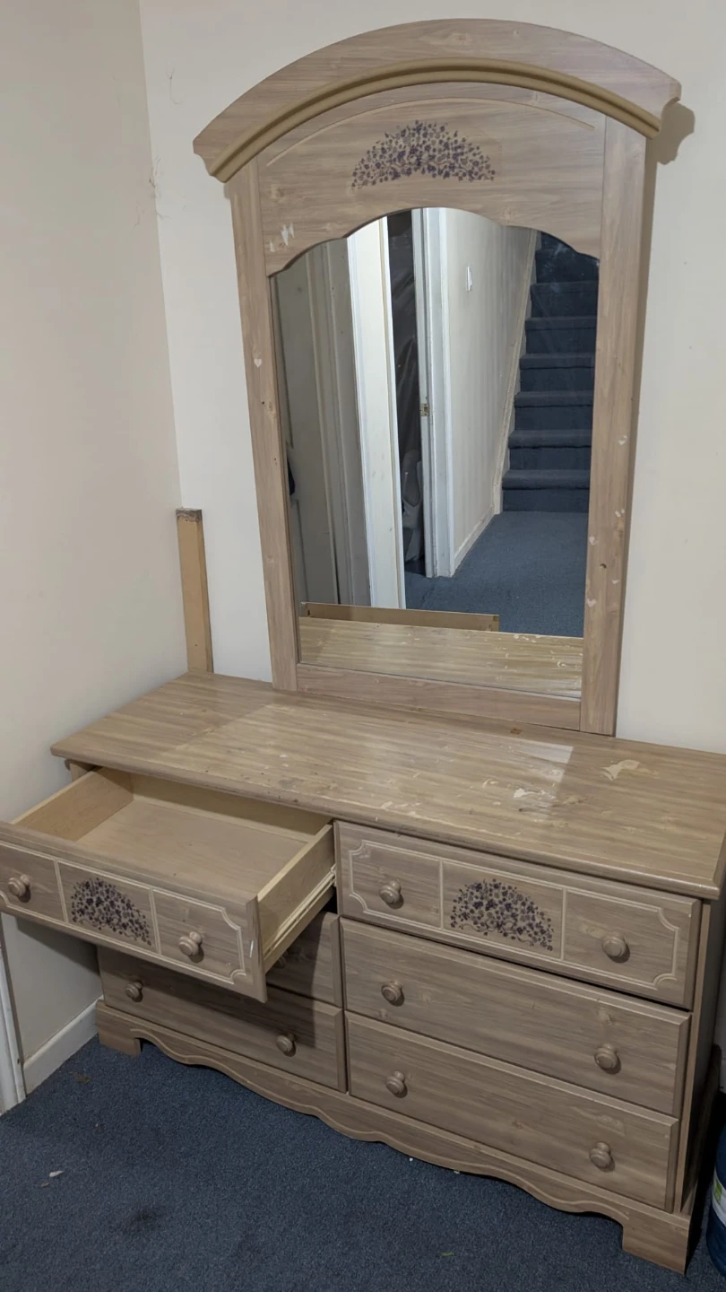 Light Wood Dresser with Mirror