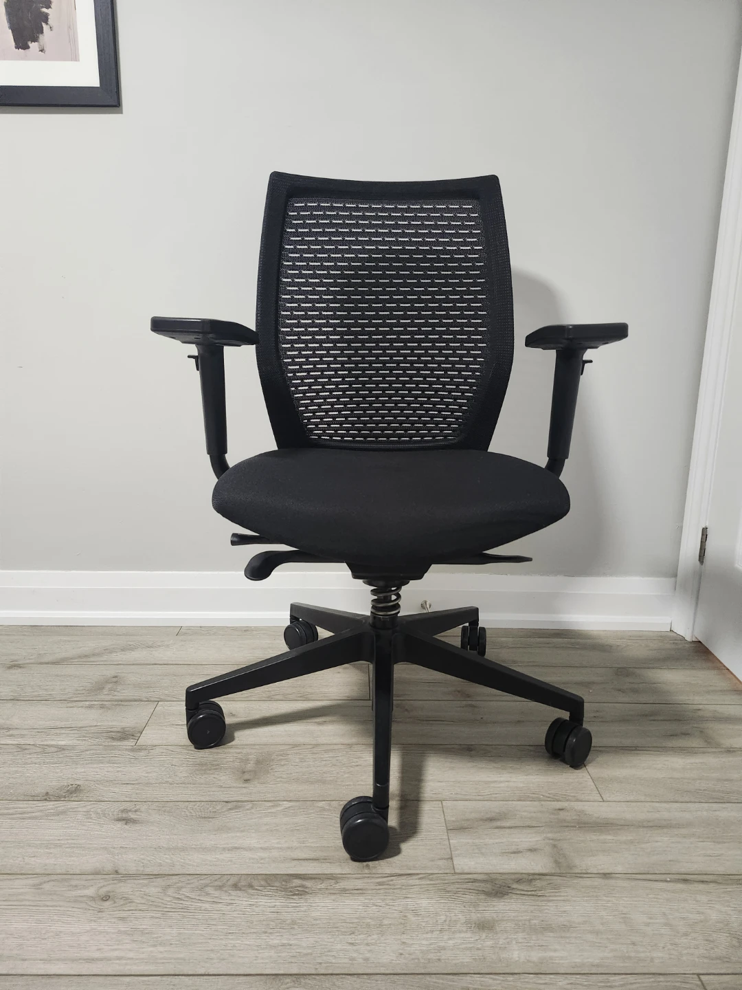 Black Mesh Office Chair with Adjustable Arms