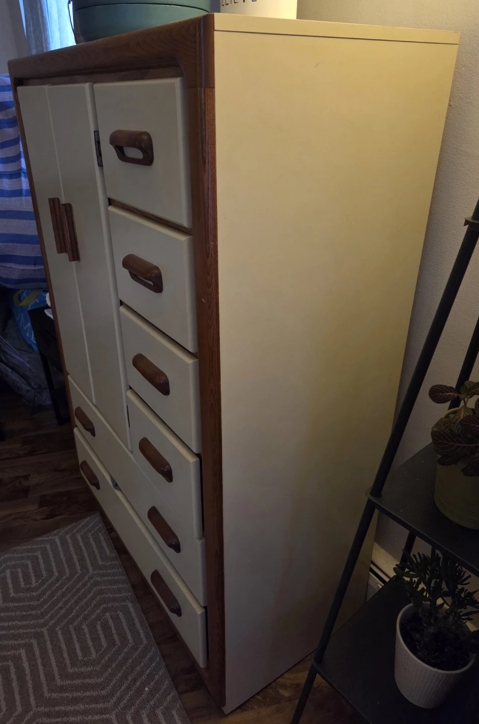 Cream and Wood Dresser with Cabinets