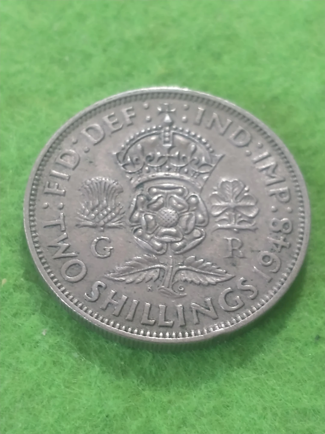 Nice 1948 England 1 florin (2 shillings) copper nickel coin