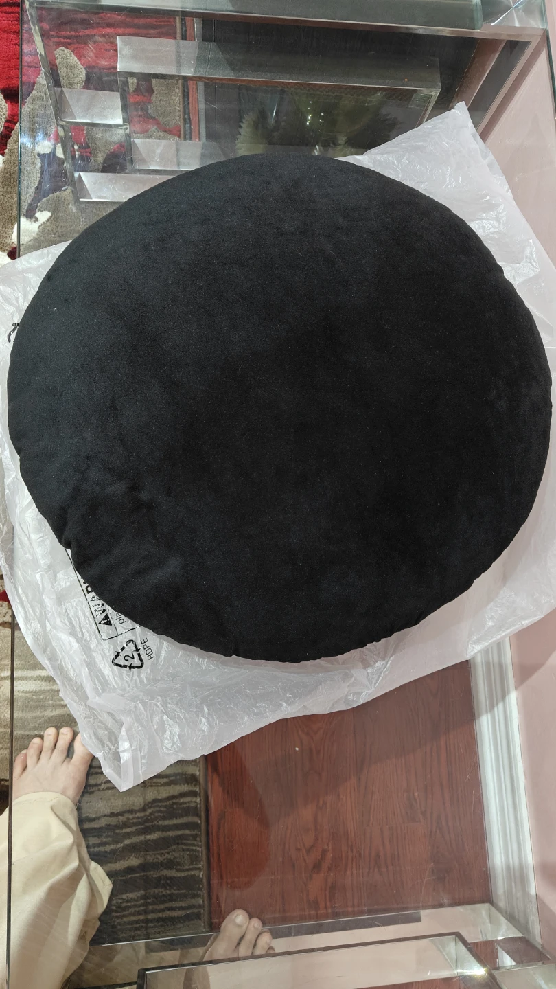 Black Round Cushion with White Swirl Logo - photo 3