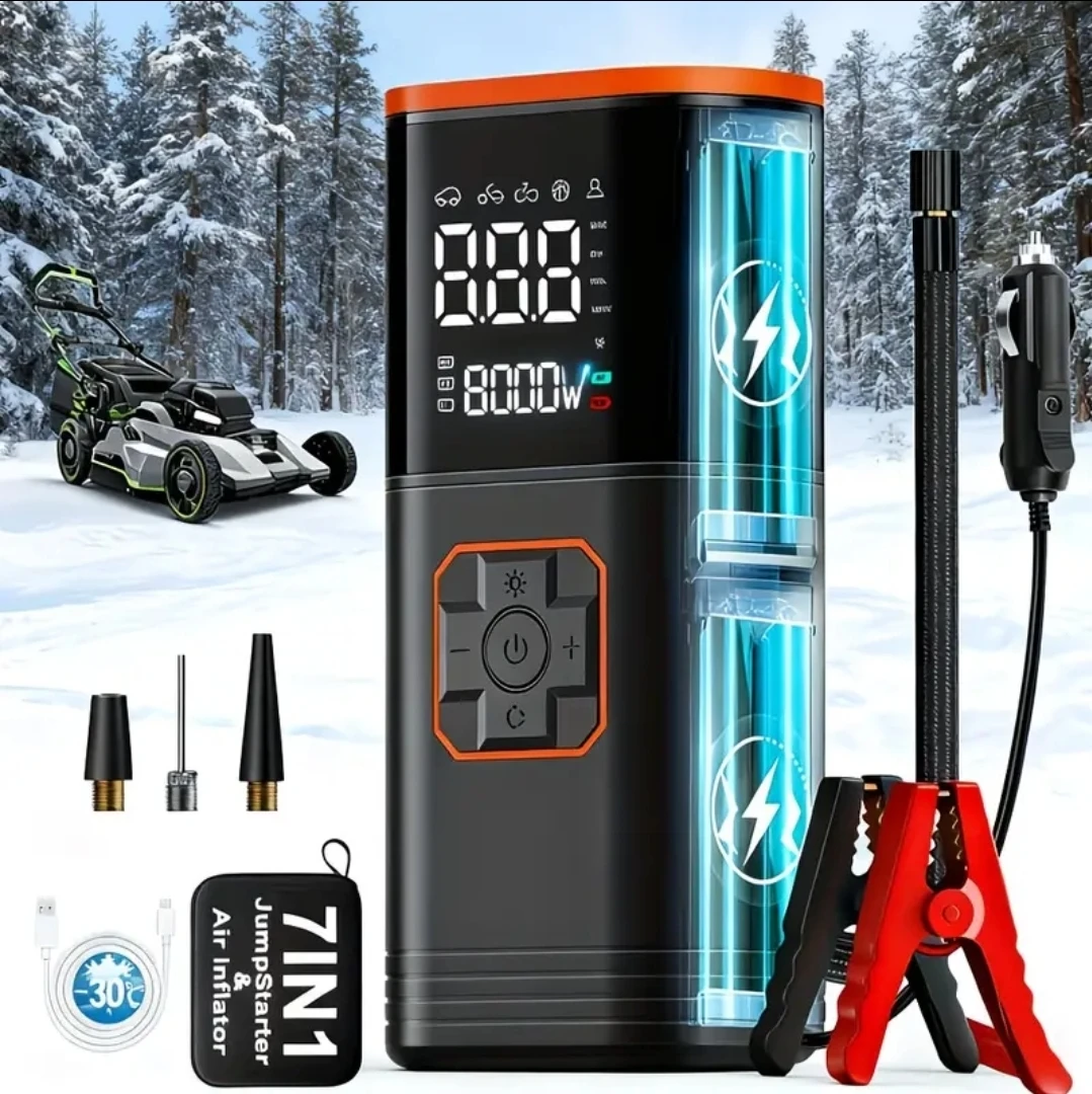 7-in-1 Air Inflator Jump Starter with LED Light