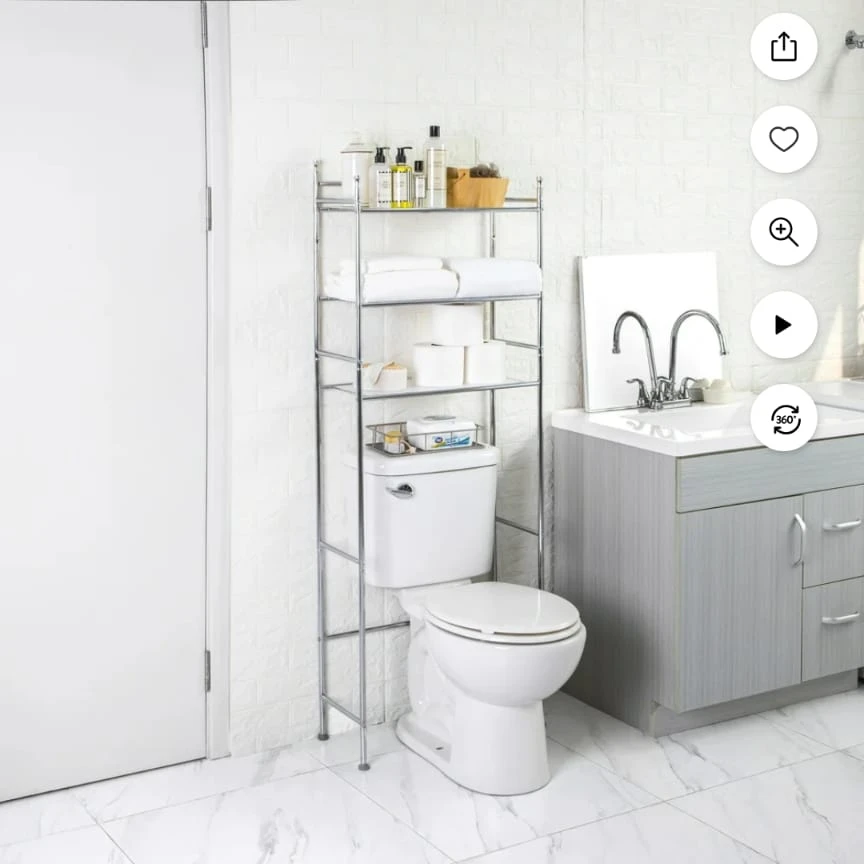Chrome 3-Tier Over-the-Toilet Shelf